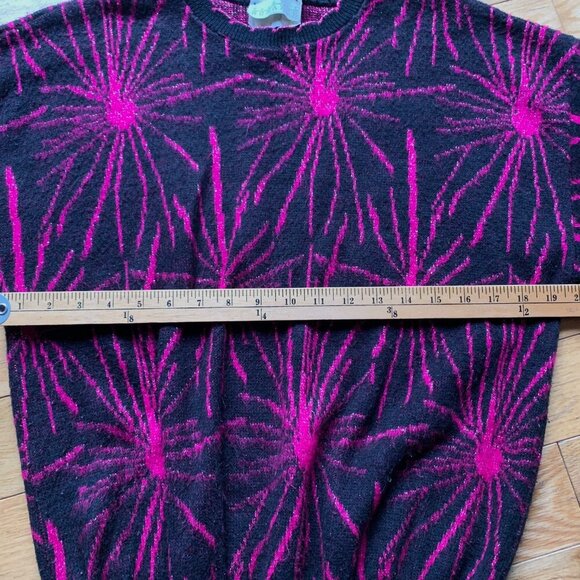 Vintage Country Romance Black & Hot Pink Abstract Burst Sweater (80s/90s) - Picture 7 of 9